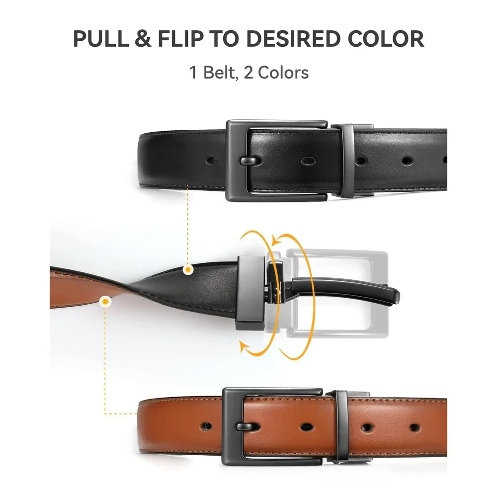 CHAOREN Men's Reversible Belt 1 Piece 125 BLACK/TAN, 36